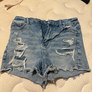 American Eagle Outfitters Light Blue Distressed Jean Shorts